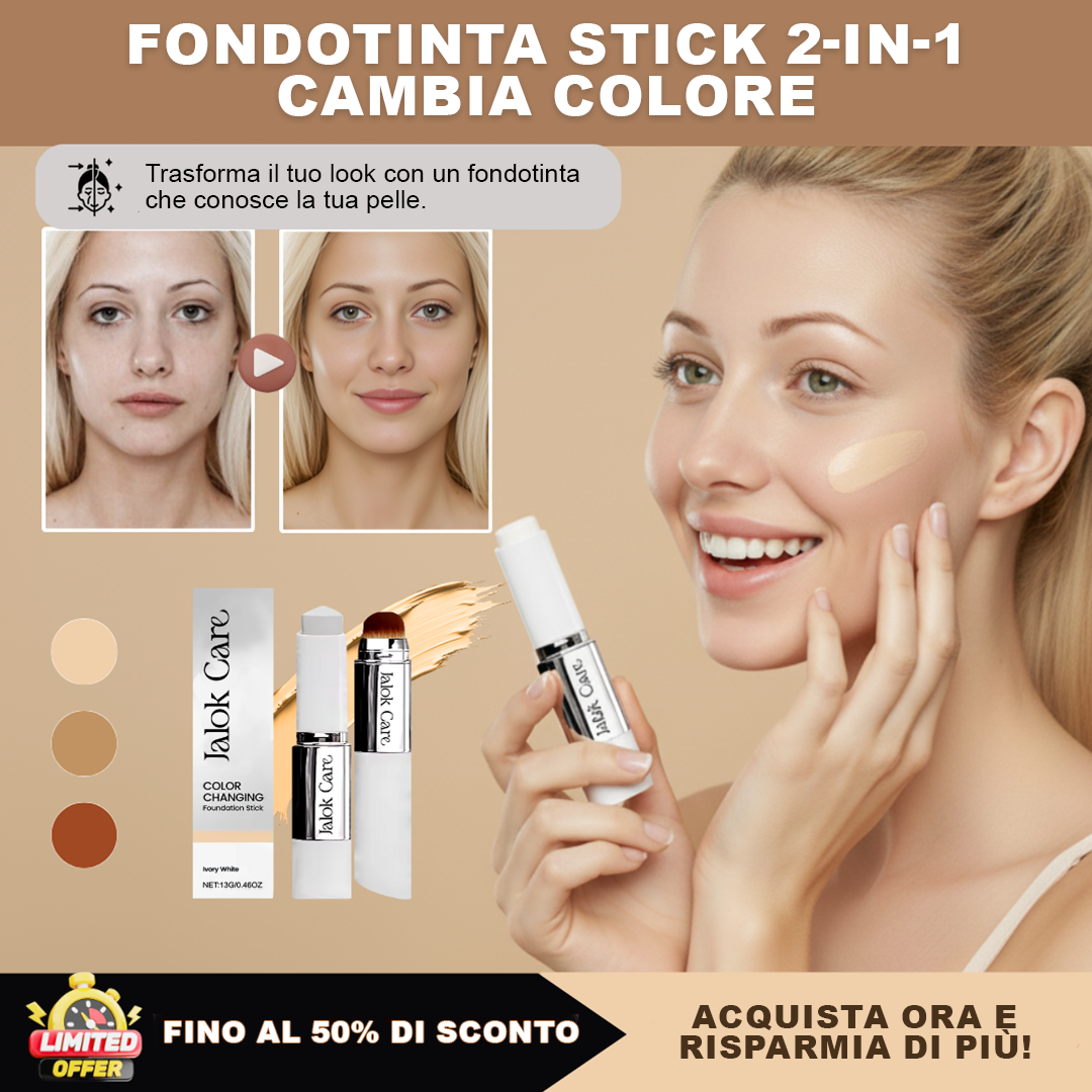 Jalok Care Fondotinta Stick 2-in-1 Cambia Colore